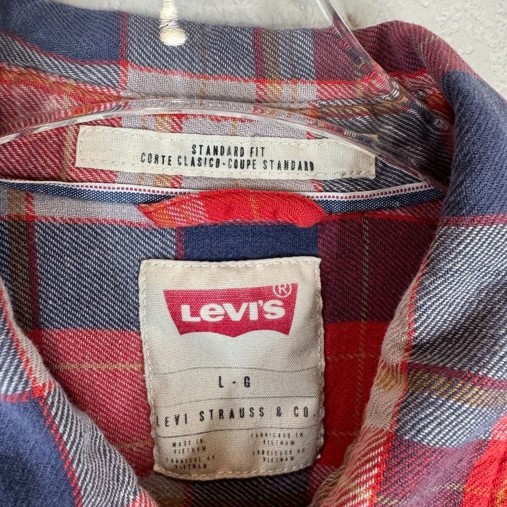 Levi's Men's Standard Fit Plaid Flannel Button Up Shirt Long Sleeve Multi Size L